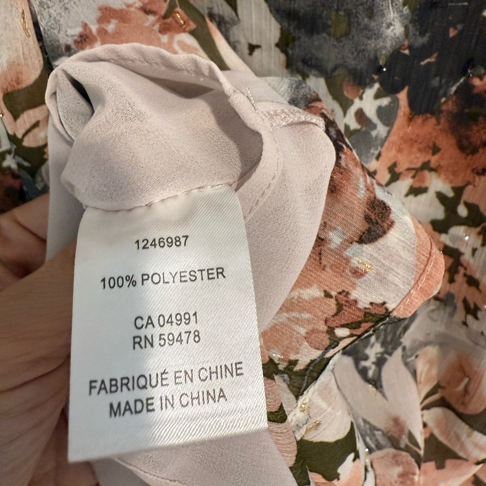 Excellent Joie Blouse Small Floral Ruffle Keyhole Puff long Sleeve top work - Picture 9 of 11